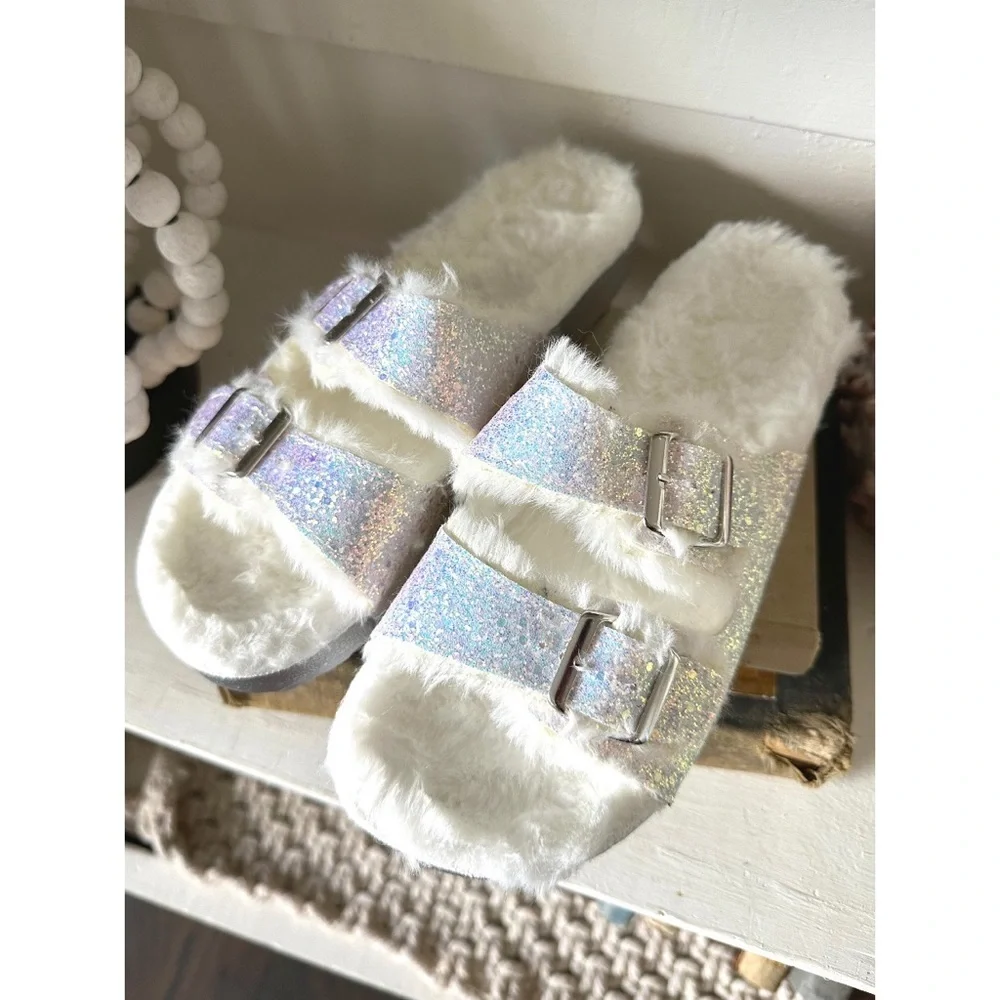 H2K brand white iridescent sandals with glitter - Picture 2 of 6